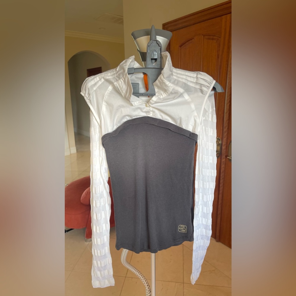 Vintage Cop.Copine white top gray butted bottom unique top sz Xs/S - Picture 5 of 7